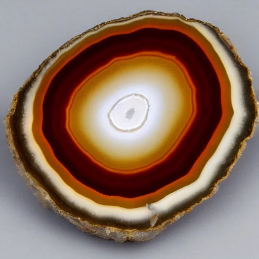 Image similar to a studio portrait of an agate with the letter k in the banding white background