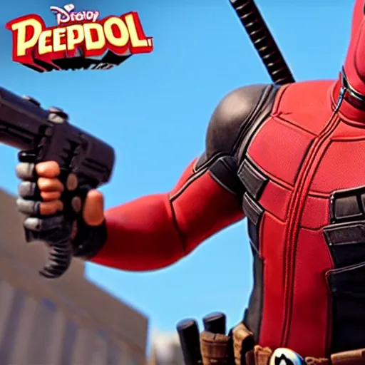 Image similar to Deadpool As seen in Pixar animated movie toy story . 4K quality super realistic