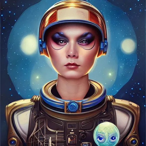 Image similar to Space Steampunk portrait, Pixar style, by Tristan Eaton Stanley Artgerm and Tom Bagshaw.