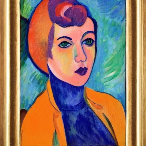 Prompt: fauvism unfaithful portrait of a lady 3 2 years old, with apricot