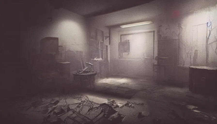 Prompt: real photos of the backrooms, found footage style, horror, hyperdetailed, artstation, cgsociety, 8 k