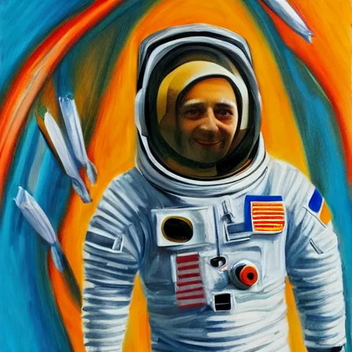 Image similar to astronaut painting in the style of davinci