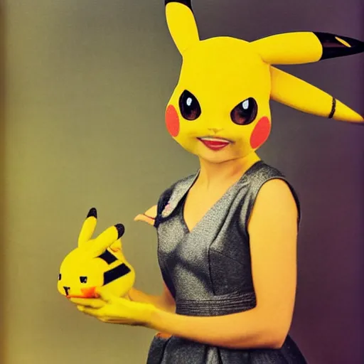 Image similar to elegant woman dressed up as pikachu, art photo in color by Annie Liebovitz and Frantisek Drtikol, digital photo, clean, sharp, smooth, glossy color photo, Nikon, Sigma art lens