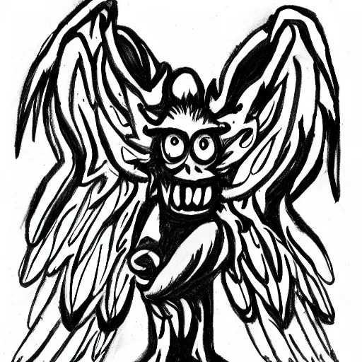 Prompt: monster with 4 wings, child drawing