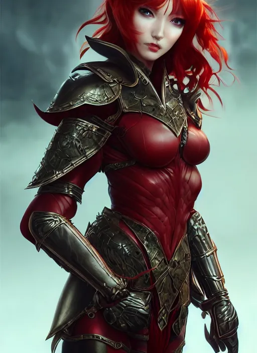 Image similar to leather armor!!! beautiful and elegant curly red hair female elf!! gorgeous ayes!! character concept art, sharp focus, octane render! unreal engine 5! highly rendered!! trending on artstation!! detailed linework!! illustration by artgerm, wlop, and chie yoshii