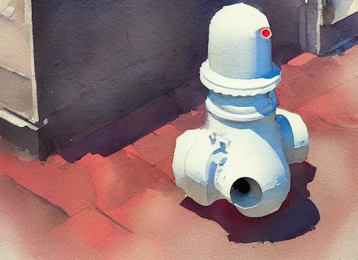 Image similar to concept art of a hydrant, pinterest, artstation trending, behance, watercolor, by coby whitmore, silver, laser light,