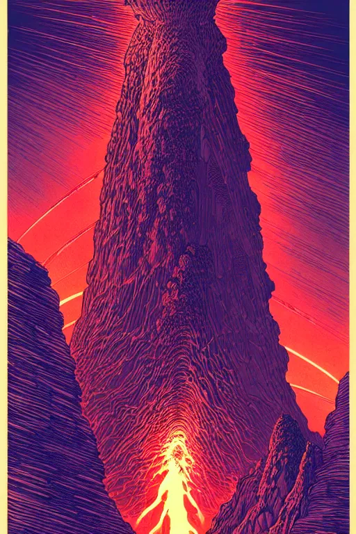 Image similar to artwork by kilian eng and toshi yoshida and franklin booth showing a futuristic powerstation!! in front of a ( ( erupting volcano ) ), vintage scifi, high details, dramatic lightning,, 8 k