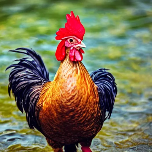 Image similar to chicken rooster standing in a pond photo bokeh depth field