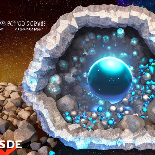 Image similar to open geode with crystals that reflects a multiverse, photorealism, unreal engine