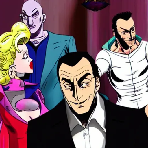 Image similar to Silvio Berlusconi, Salvini and Giorgia Meloni in Jojo bizarre adventures