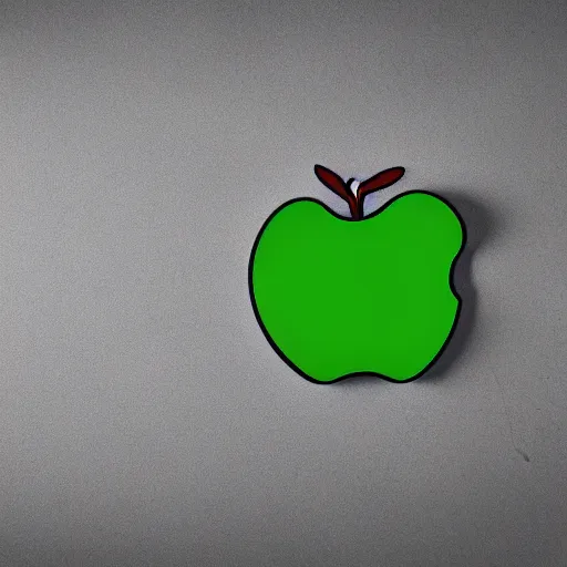 Image similar to studio shot of green apple shaped like a dog, isometric perspective, green background