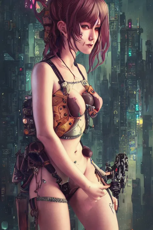 Image similar to portrait of beautiful young curvy goblin, cyberpunk, Warhammer, highly detailed, artstation, illustration, art by Gustav Klimt and Range Murata and Ilya Kuvshinov and Sakimichan