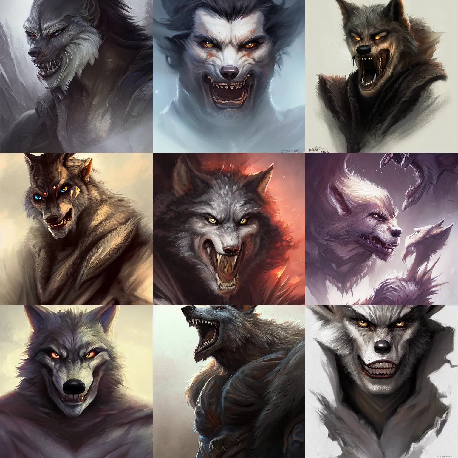 Prompt: werewolf, d & d, fantasy, portrait, highly detailed, headshot, digital painting, trending on artstation, concept art, sharp focus, illustration, art by artgerm and greg rutkowski and magali villeneuve