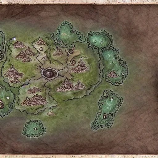 Prompt: D&D style fantasy map design, classic concept art
