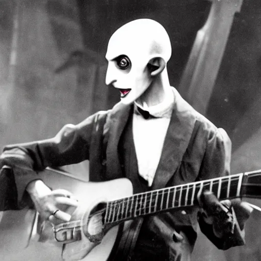 Prompt: count orlok playing delta blues, anime