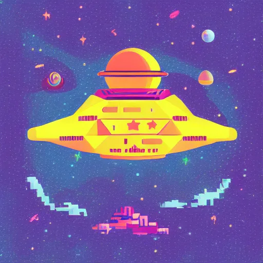 Prompt: space ship in the style of kurzgesagt