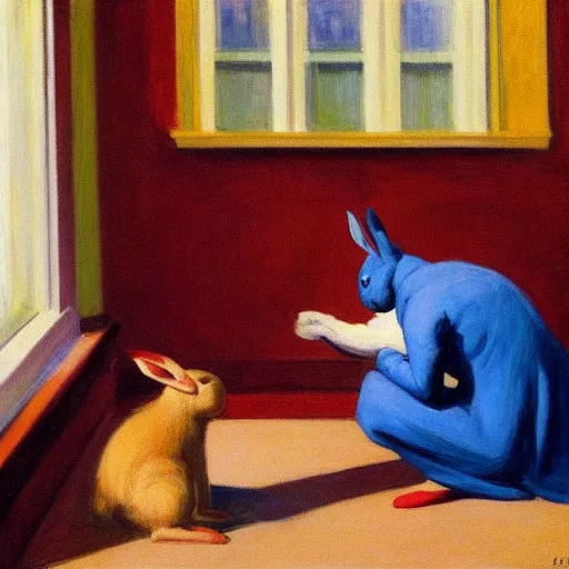 Prompt: a rabbit by edward hopper