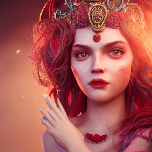 Image similar to portrait of wonderful princess of ruby with fair skin, ornate 8 k gorgeous intricate detailed, accent lighting, dramatic light, octane render