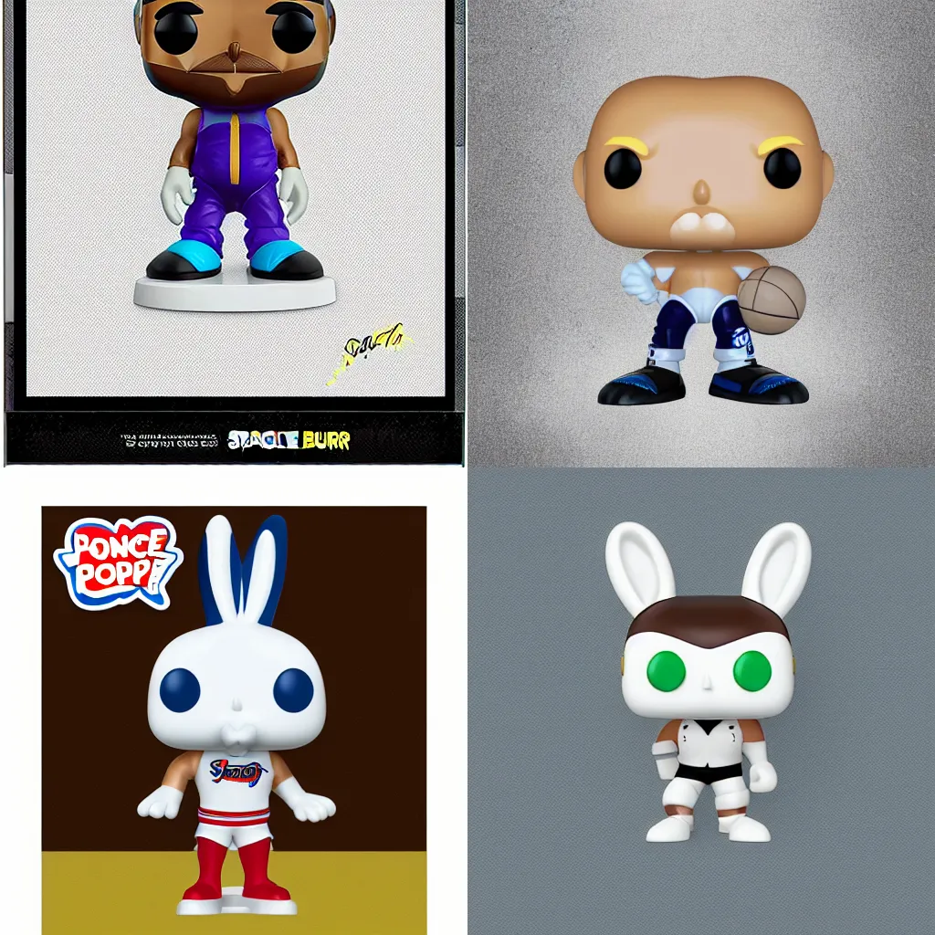 Prompt: Space Jam2 Bugs BunnyB Pop figure, white background