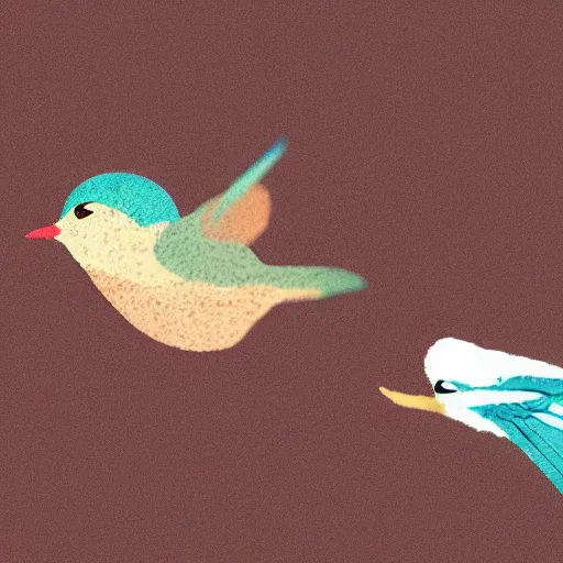 Image similar to illustration of a tiny bird flying into an ear