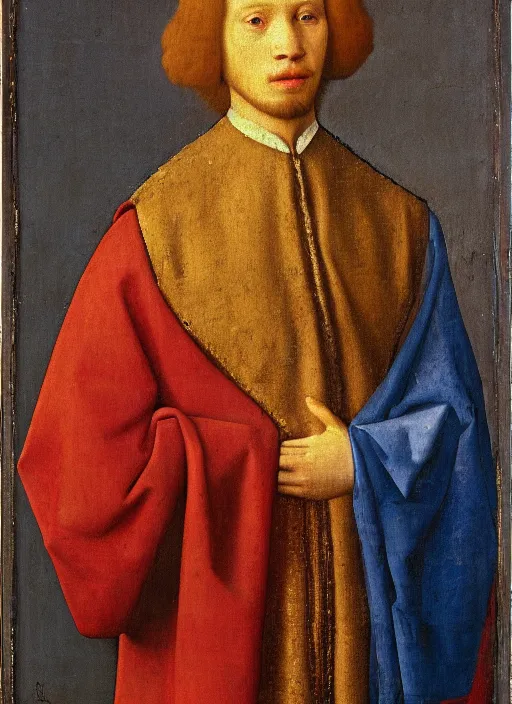 Image similar to portrait of a young man who is a king with a crown, medieval painting by Jan van Eyck, Johannes Vermeer, Florence