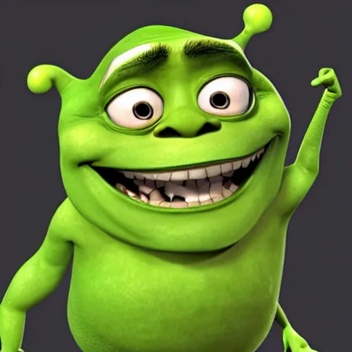 Image similar to shocked mike wazowski fusion shrek