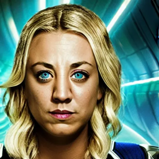 Prompt: movie film still of Kaley Cuoco as Sue Storm in a new Fantastic Four movie, cinematic