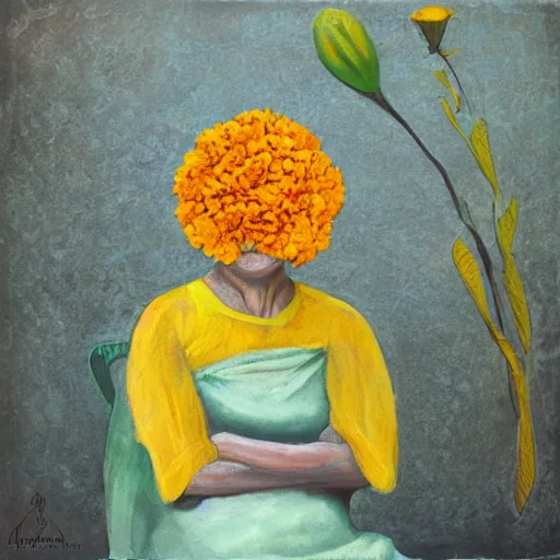 Prompt: modern marigold lady