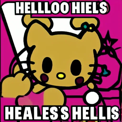 Image similar to hello kitty biblical hell