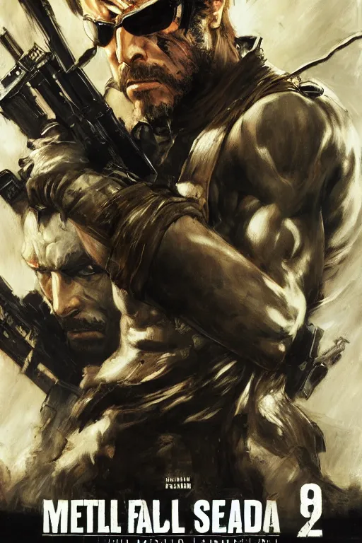 Prompt: Movie poster of Metal Gear Solid 2, Highly Detailed, Dramatic, A master piece of storytelling, by frank frazetta, ilya repin, 8k, hd, high resolution print