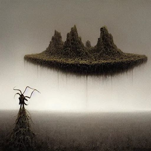 Prompt: ant house by zdzisław beksinski, illustration, dark cinematic atmosphere