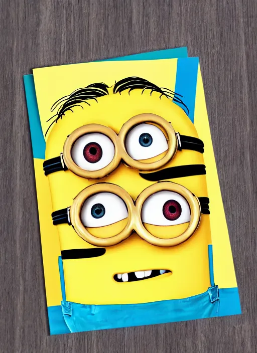 Image similar to happy birthday greeting card 5 0 th birthday, minions birthday card, hallmark design, intricate, uhd, funny birthday card