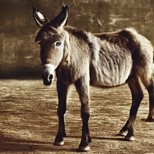 Image similar to a donkey with a man body, 8k