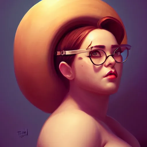 Prompt: portrait of a heavy stocky petite gorgeous beautiful beautiful woman, with a bundt bundt pan face, greek romanian, glasses, wide shot, digital art, (loish), detailed , 8k, trending on artstation