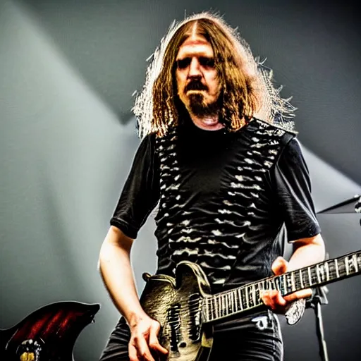 Image similar to mikael akerfeldt of opeth, wearing samurai armor