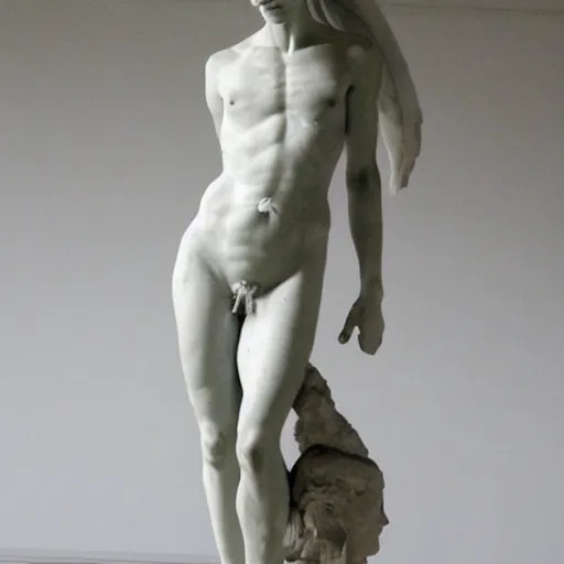 Prompt: yolandi visser greek statue made of marble, photo