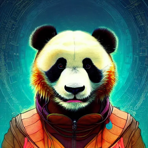 Prompt: a beautiful hyperdetailed character design 4 k wallpaper illustration of a cute panda with a chinese lion dance head victo ngai cyberpunk style, from china, style of studio ghibli, makoto shinkai, raphael lacoste, louis comfort tiffany, artgerm, james jean, ross tran, chinese style