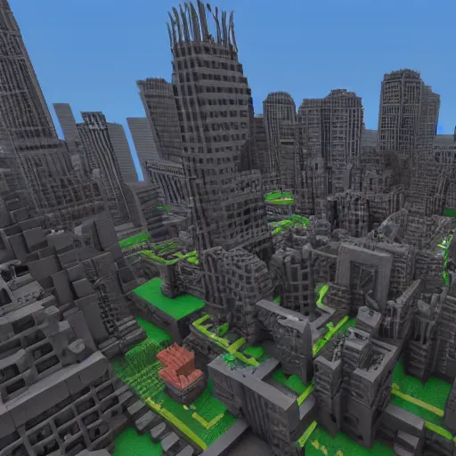 Image similar to a capital city made of voxels. unreal engine