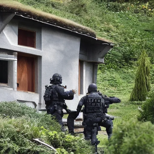 Image similar to photo of swat raid on the hobbit house