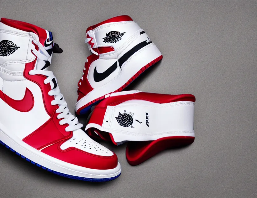 Image similar to a press photograph of nike jordan 1 chicago, size 1 0, white background