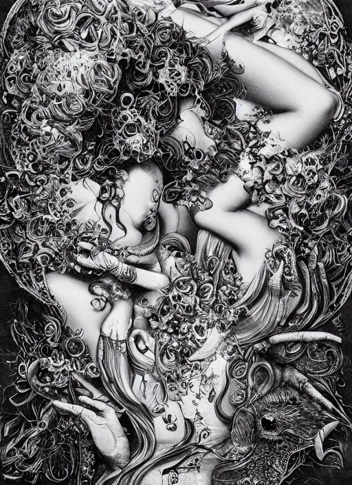 Image similar to Addiction goddess painting by Dan Hillier, trending on artstation, artstationHD, artstationHQ, 4k, 8k