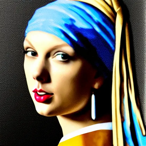 Prompt: Taylor Swift as the girl with the pearl earring
