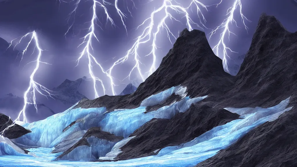 Prompt: digital painting of a majestic glacier, realistic lightning, hyper detailed
