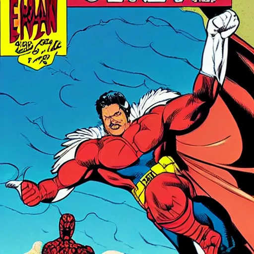 Prompt: comic book cover about superhero called'eagle man'issues 1