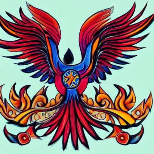 Prompt: me as a phoenix, tradi tattoo