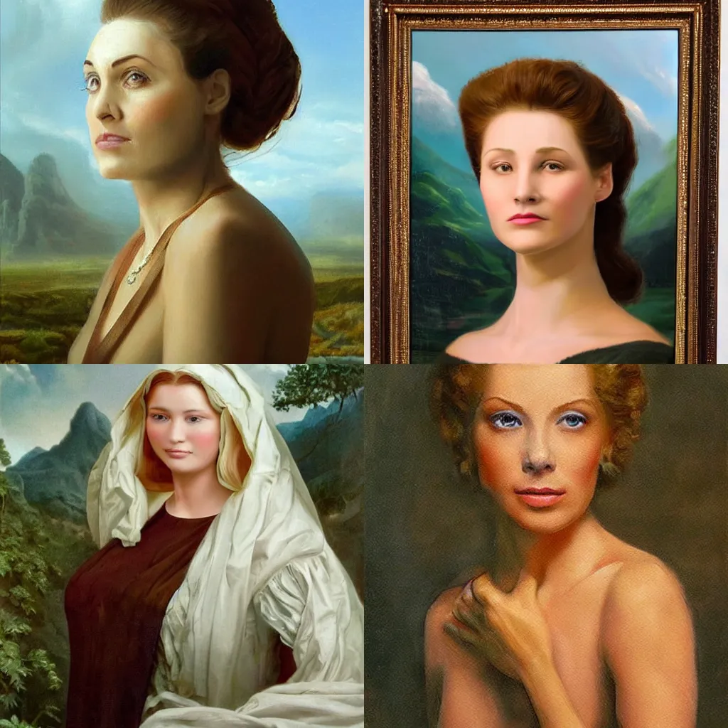 Prompt: This stunning artbreeder face fooled almost everyone into believing it was a real painting of a woman, matte painting.