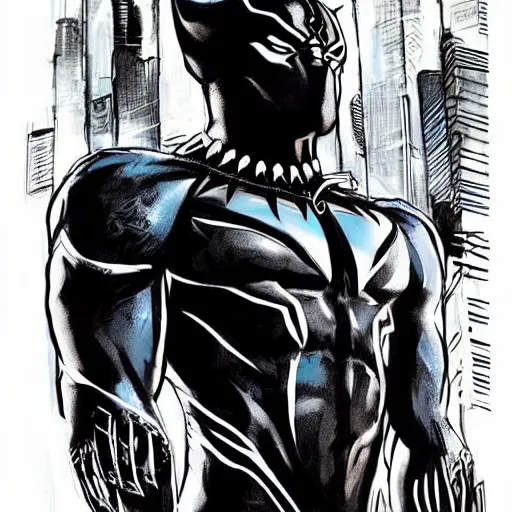 Image similar to chadwick boseman black panther, yoji shinkawa, tattoo design