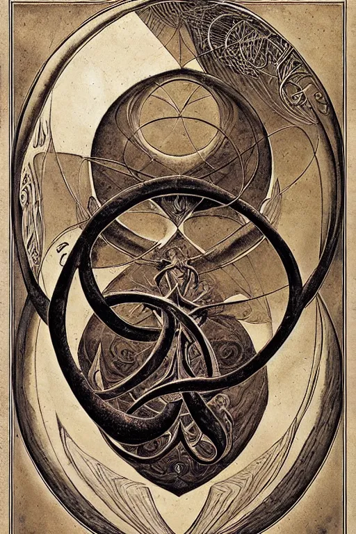 Image similar to calligraphy vesica piscis in the style of wayne barlowe, gustav moreau, goward, bussiere, roberto ferri, santiago caruso, luis ricardo falero, austin osman spare