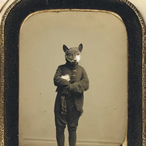 Prompt: a photograph of a furry from the early 1 9 th century