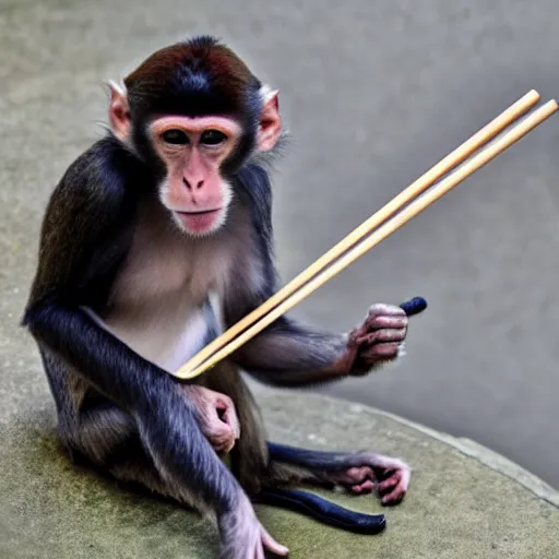 Image similar to Monkey using chopsticks to eat